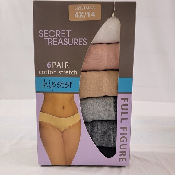 Secret Treasures Women’s Cotton Stretch 6 Pack Hipster Panties – Size 4X NEW - Picture 9 of 13